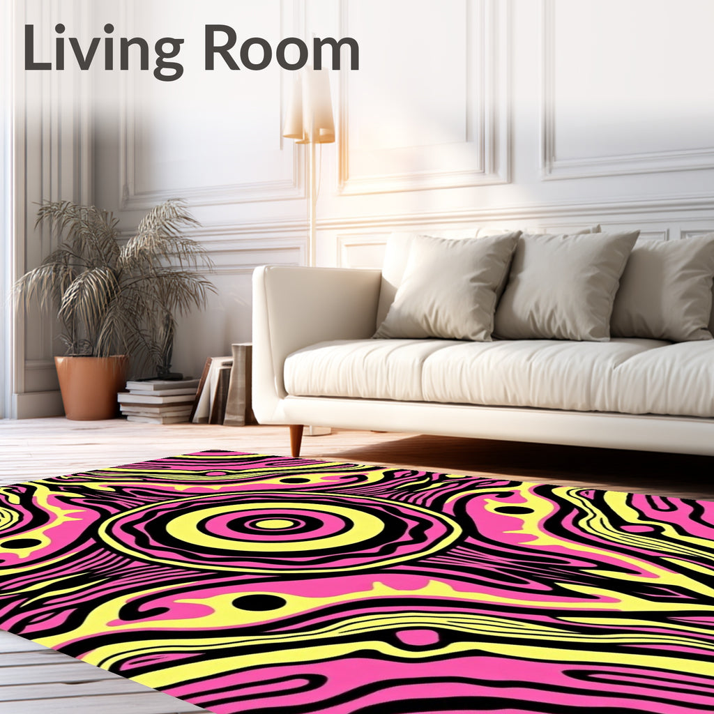 Psychedelic Pink Yellow Striped Eye Rug