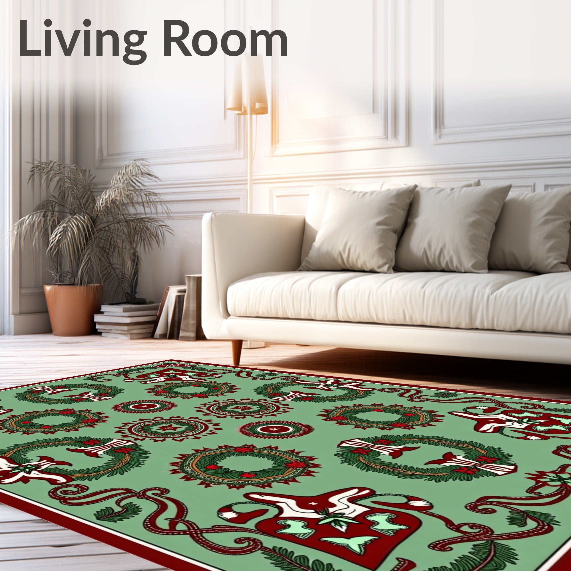 Festive Green Wreath Starburst Rug