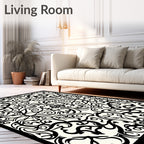Black Ivory Arabesque Scroll Rug