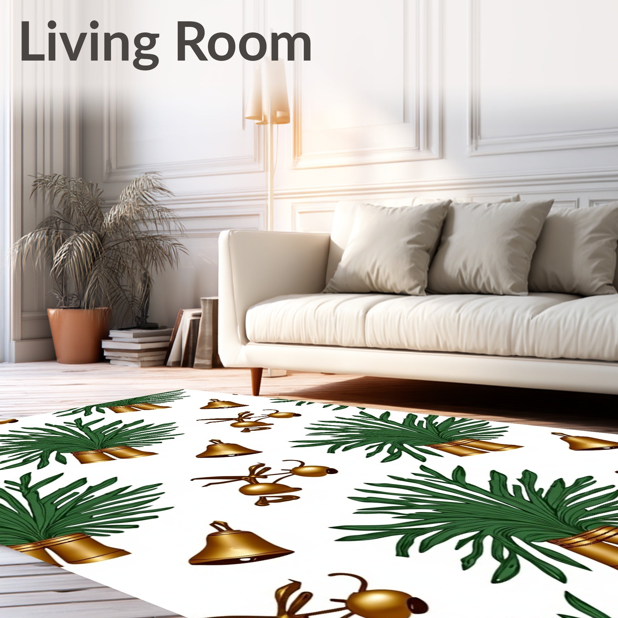 Golden Bells Green Foliage Repeat Rug