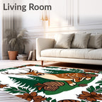 Whimsical Forest Deer Woodland Border Rug