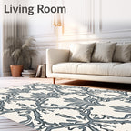 Vintage Gray Damask Scroll Rug