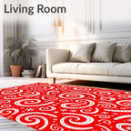 Crimson Swirl Snowflake Snowfall Rug