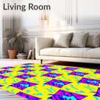 Vibrant Pink Blue Yellow Abstract Shapes Rug