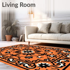 Bold Orange Floral Medallion Rug