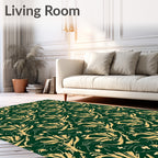 Golden Outline Floral Emerald Rug