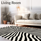 Bold Black White Animal Stripe Rug