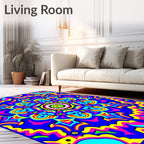 Vibrant Psychedelic Mandala Art Rug