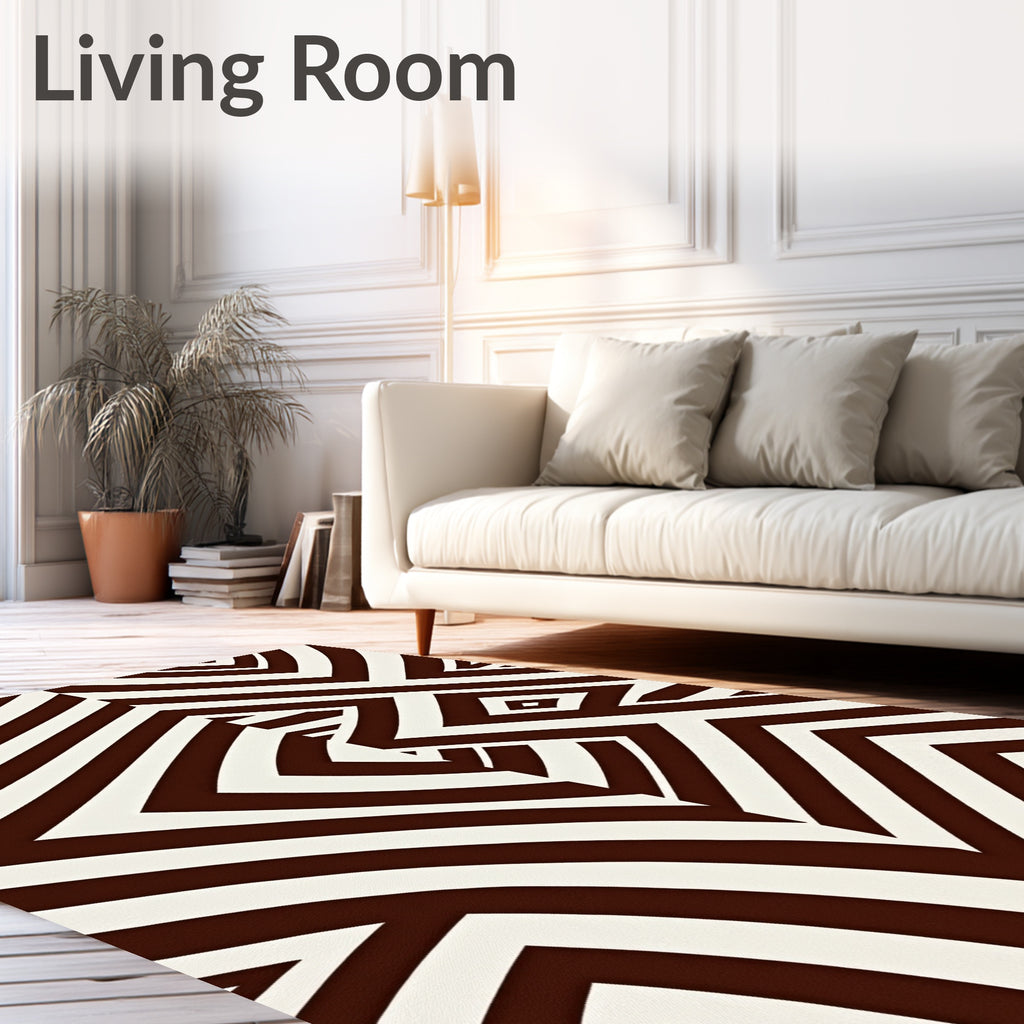Bold Chocolate Geometric Chevron Diamond Rug
