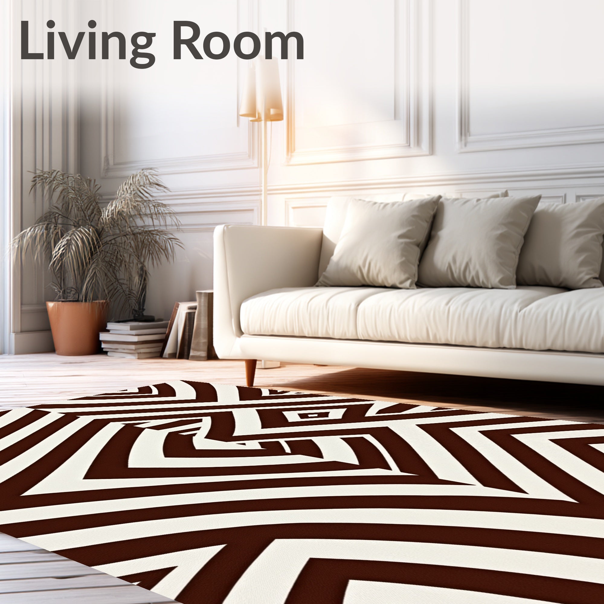 Bold Chocolate Geometric Chevron Diamond Rug
