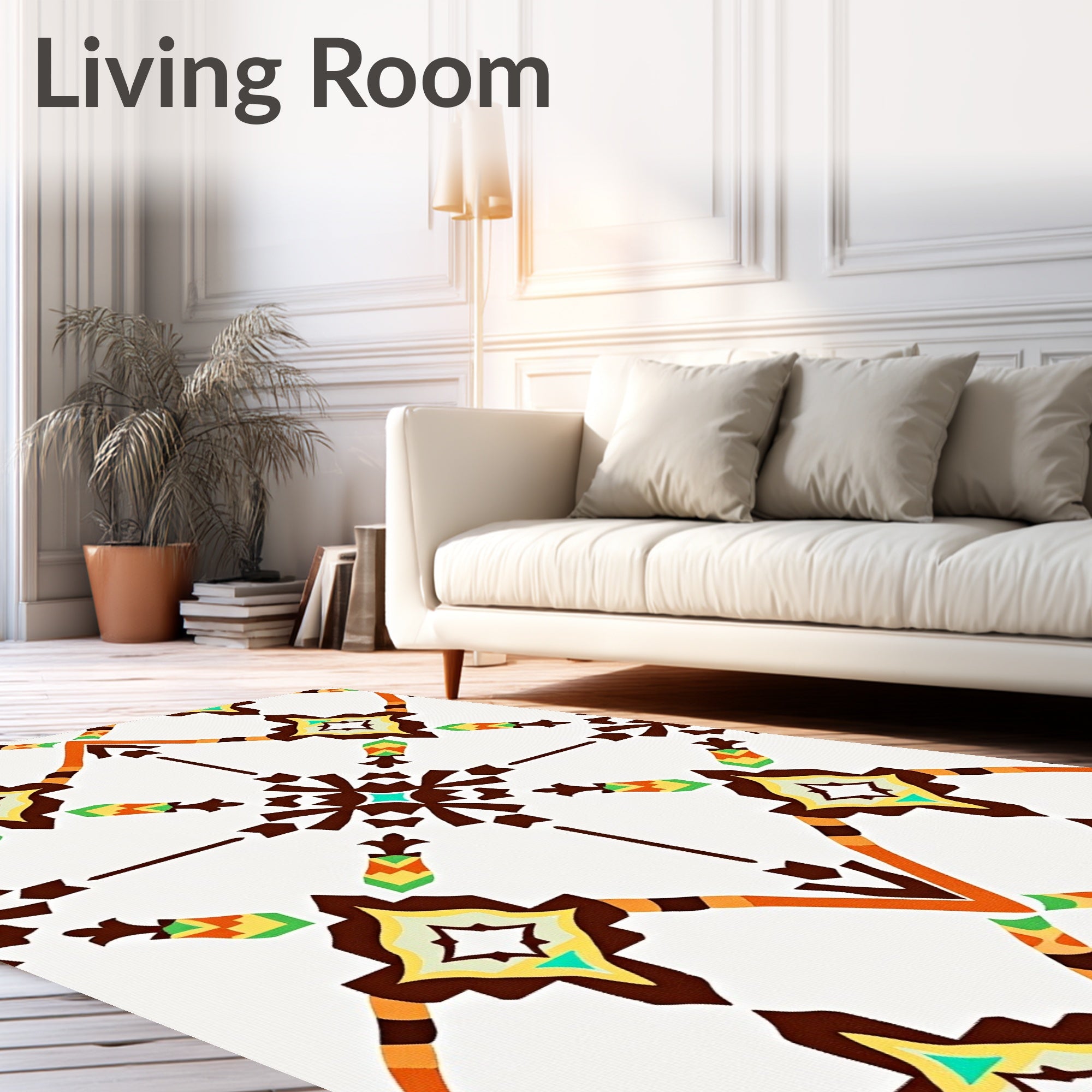 Warm Earth Tones Geometric Starburst Rug