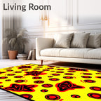 Vibrant Yellow Red Star Dots Rug