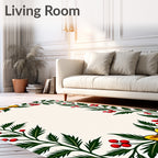 Festive Holly Berry Bow Garland Rug