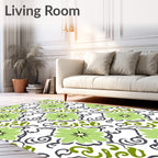 Light Green Daisy Swirl Arrangement Rug