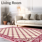 Crimson Floral Lattice Border Rug