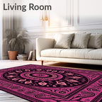 Deep Magenta Medallion Frame Rug
