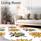 Golden Yellow Starburst Floral Arrangement Rug