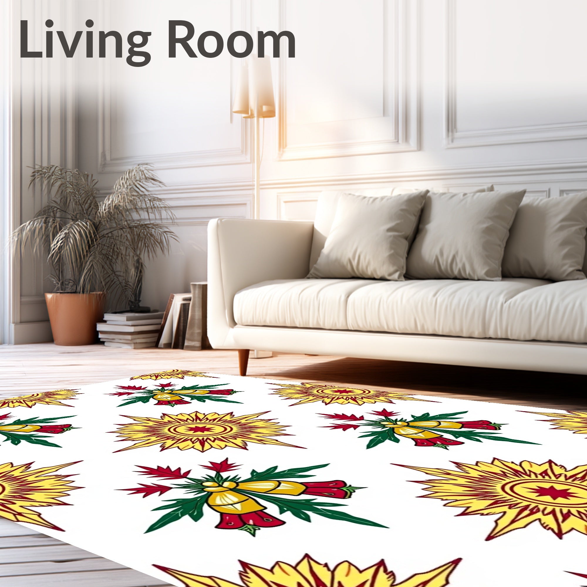 Golden Yellow Starburst Floral Arrangement Rug