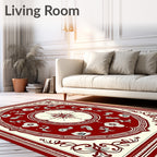 Crimson Floral Medallion Compass Rug