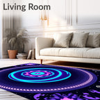 Vibrant Neon Galactic Mandala Rug