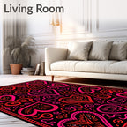 Bold Red Pink Heart Medallion Rug