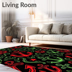 Nautical Red And Green Anchor Swirls Rug