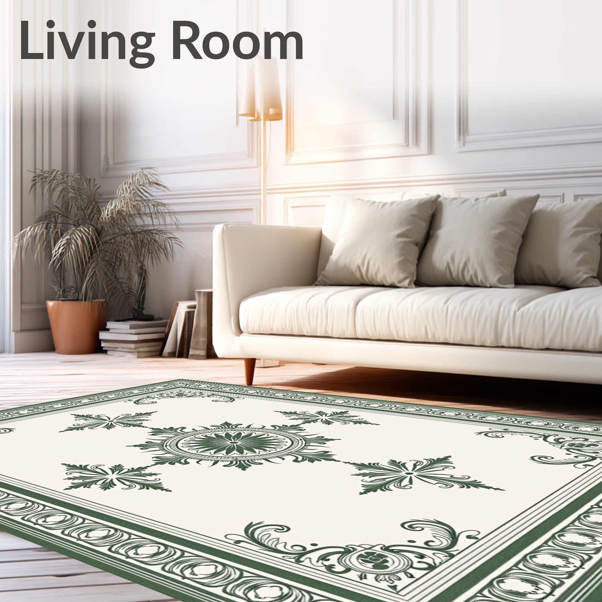 Emerald Green Classic Medallion Border Rug