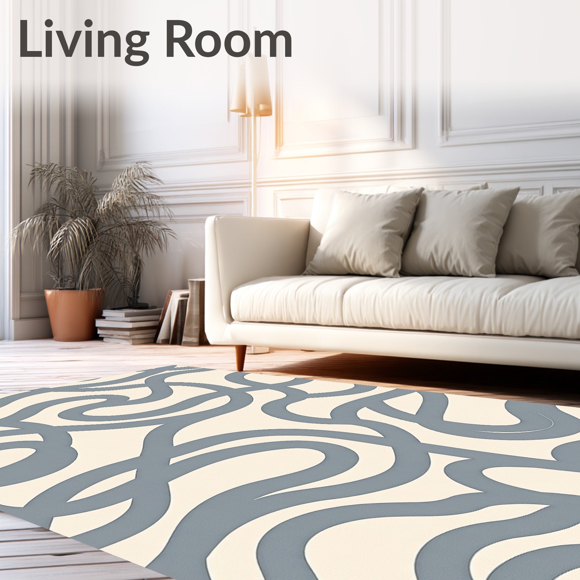 Soft Blue Wavy Intertwined Ribbons Rug