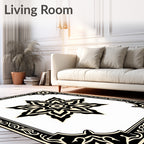 Black and Cream Starburst Medallion Rug