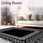 Geometric White Ornate Border Rug