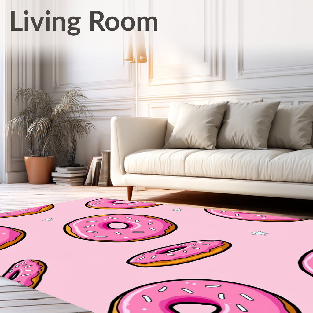 Pink Donut Sprinkle Starry Background Rug