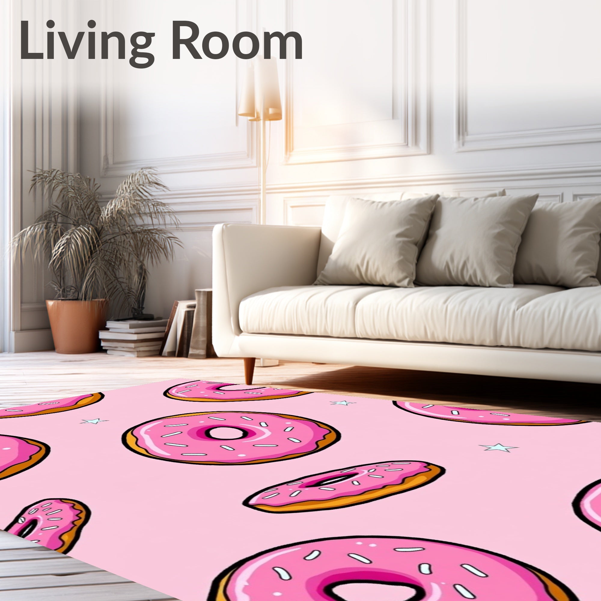 Pink Donut Sprinkle Starry Background Rug