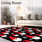 Whimsical Gnomes Snowflakes Black Rug