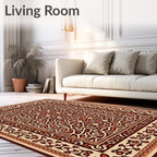Ornate Red and Tan Medallion Rug
