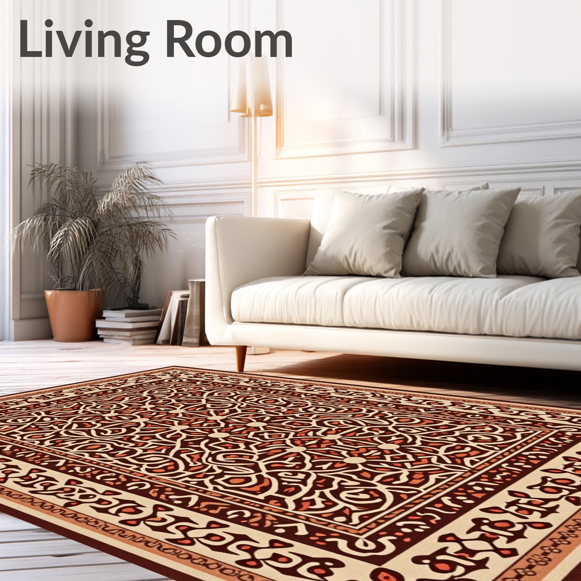 Ornate Red and Tan Medallion Rug