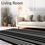Bold Black White Vertical Stripe Rug