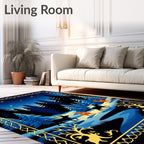 Midnight Forest Deer Starry Night Scene Rug
