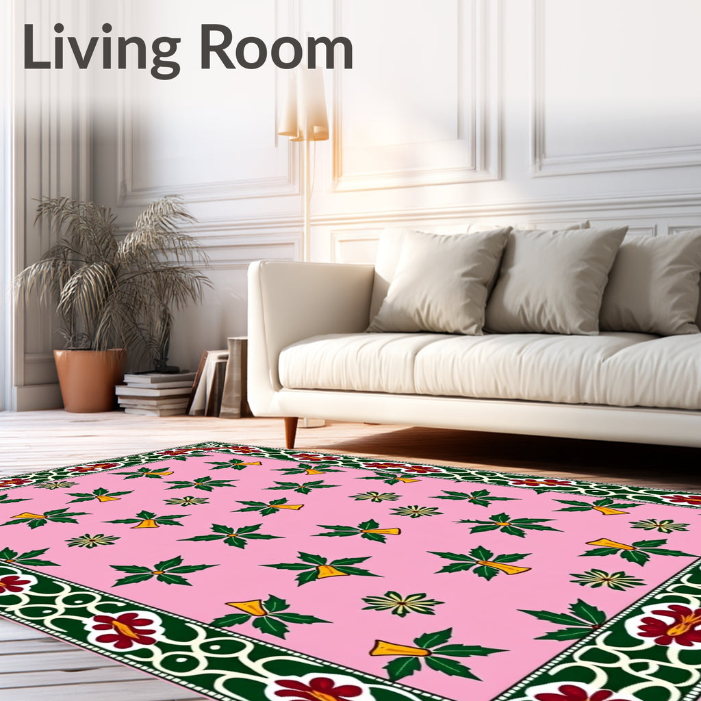Pink Bell Holly Border Rug