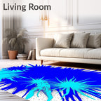 Vibrant Blue Burst Starburst Medallions Rug