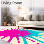Vibrant Pink Splash Burst Print Rug