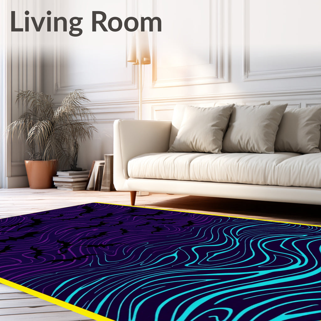 Purple Bats Swirling Night Sky Rug
