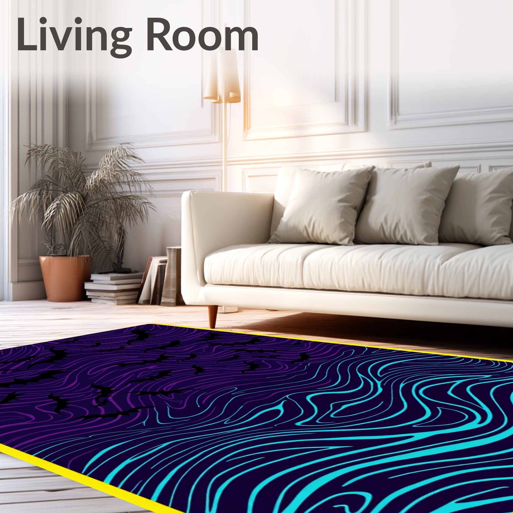 Purple Bats Swirling Night Sky Rug