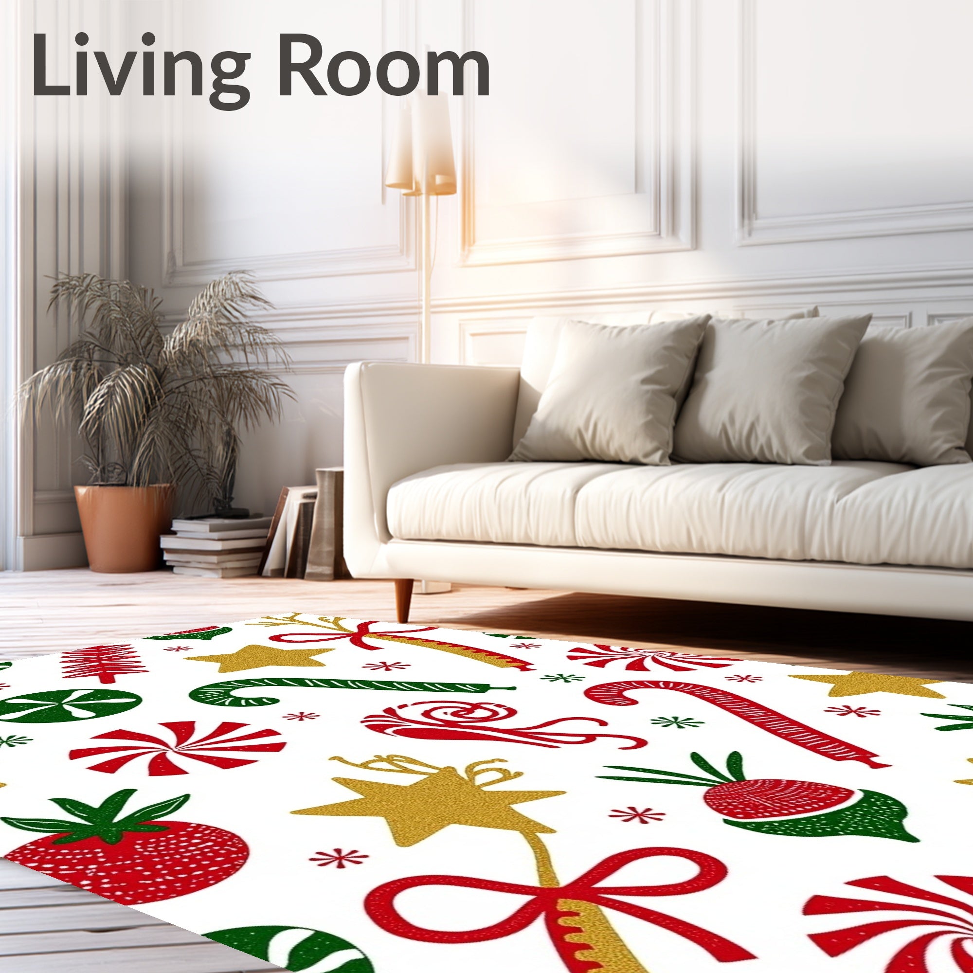 Christmas Candy Cane Star Swirl Rug