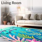 Playful Dolphins Ocean Coral Starfish Rug