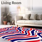 Red White Blue Abstract Wave Rug