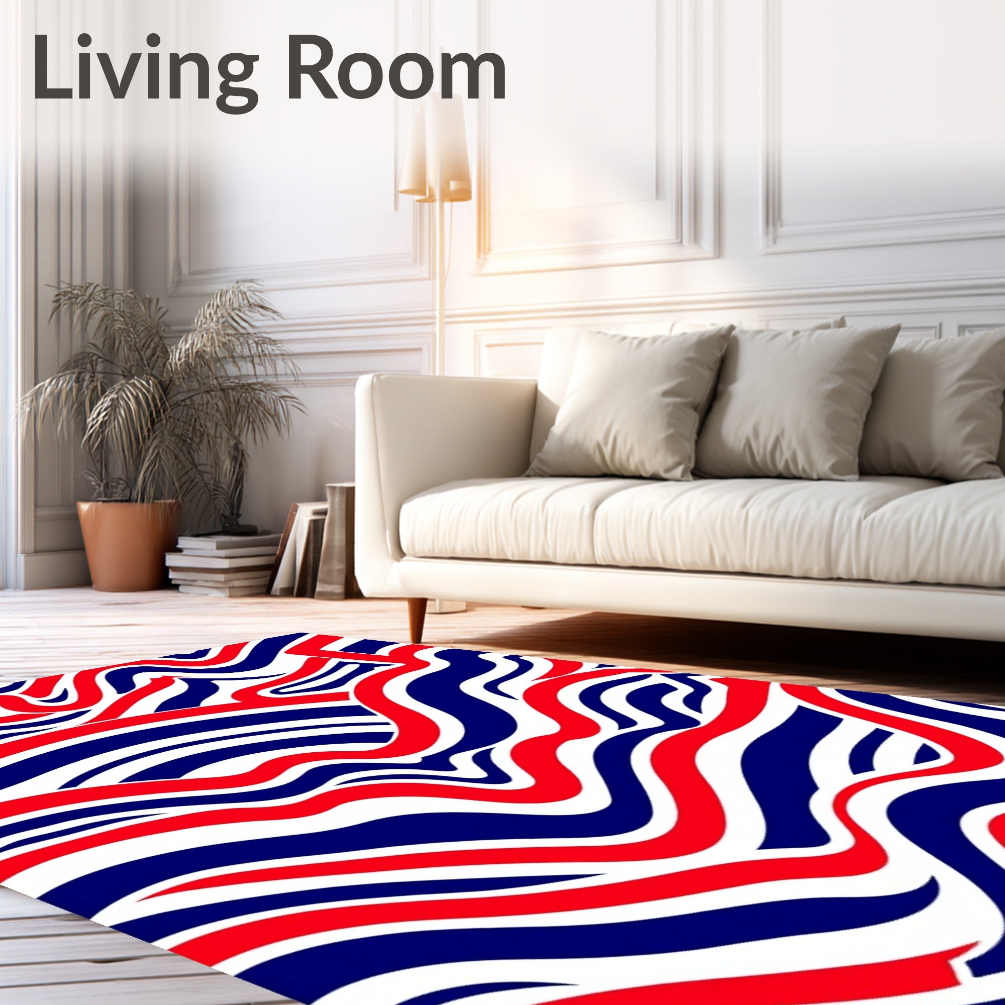 Red White Blue Abstract Wave Rug