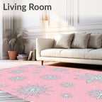 Pink Snowflake and Star Festive Rug