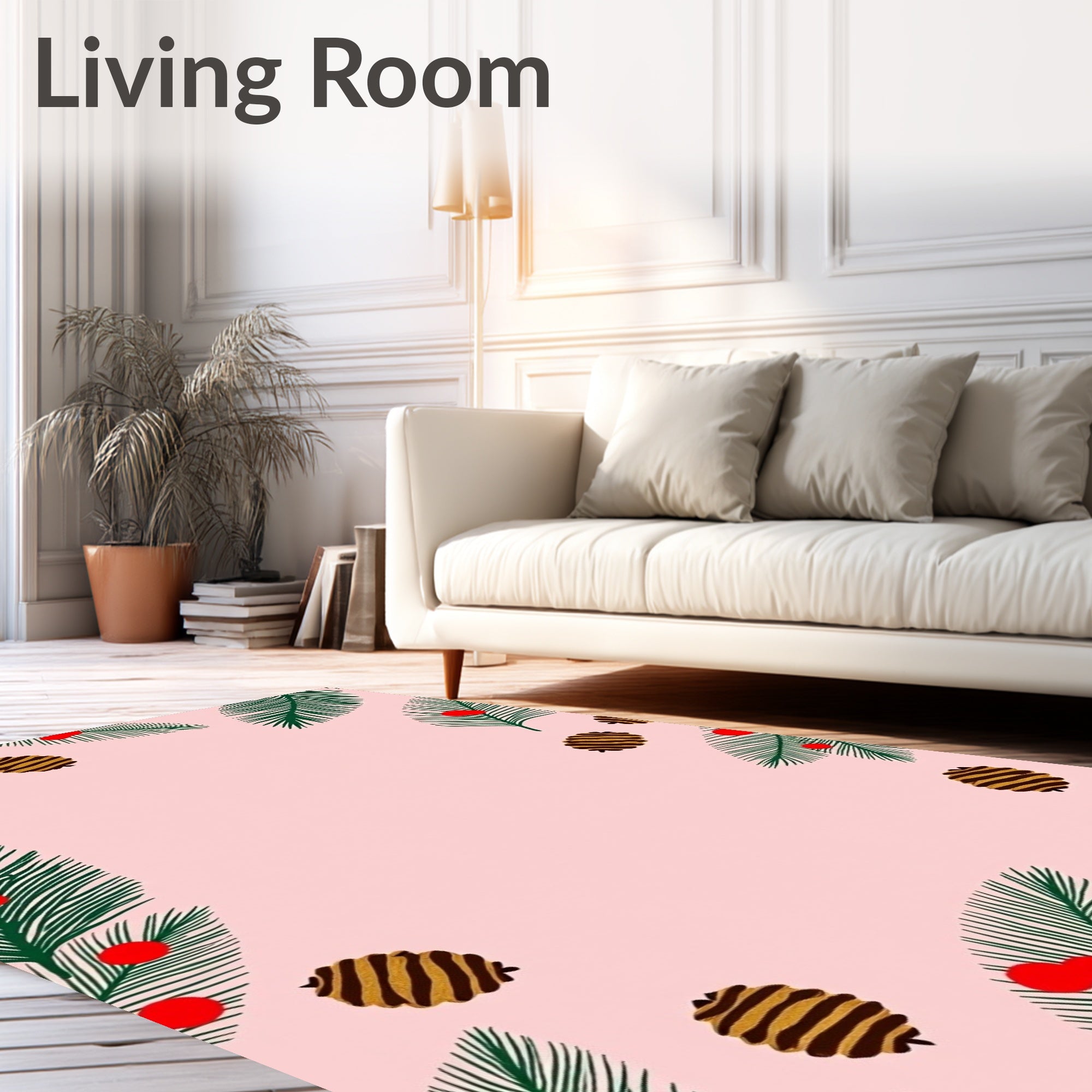 Pink Pinecone Branch Garden Rug