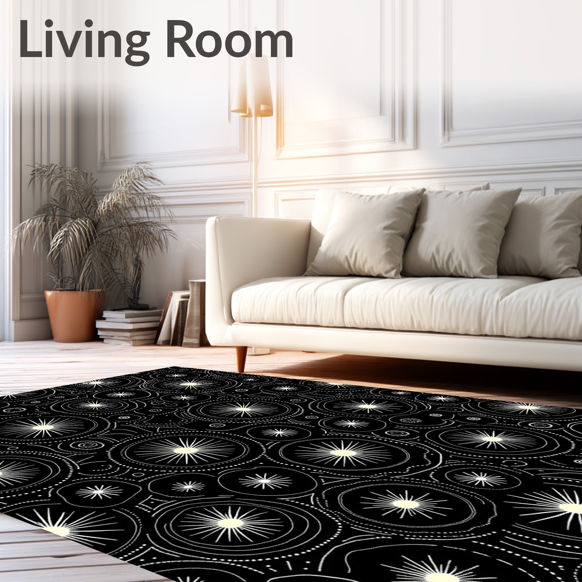 Midnight Sunburst Mandala Collection Rug