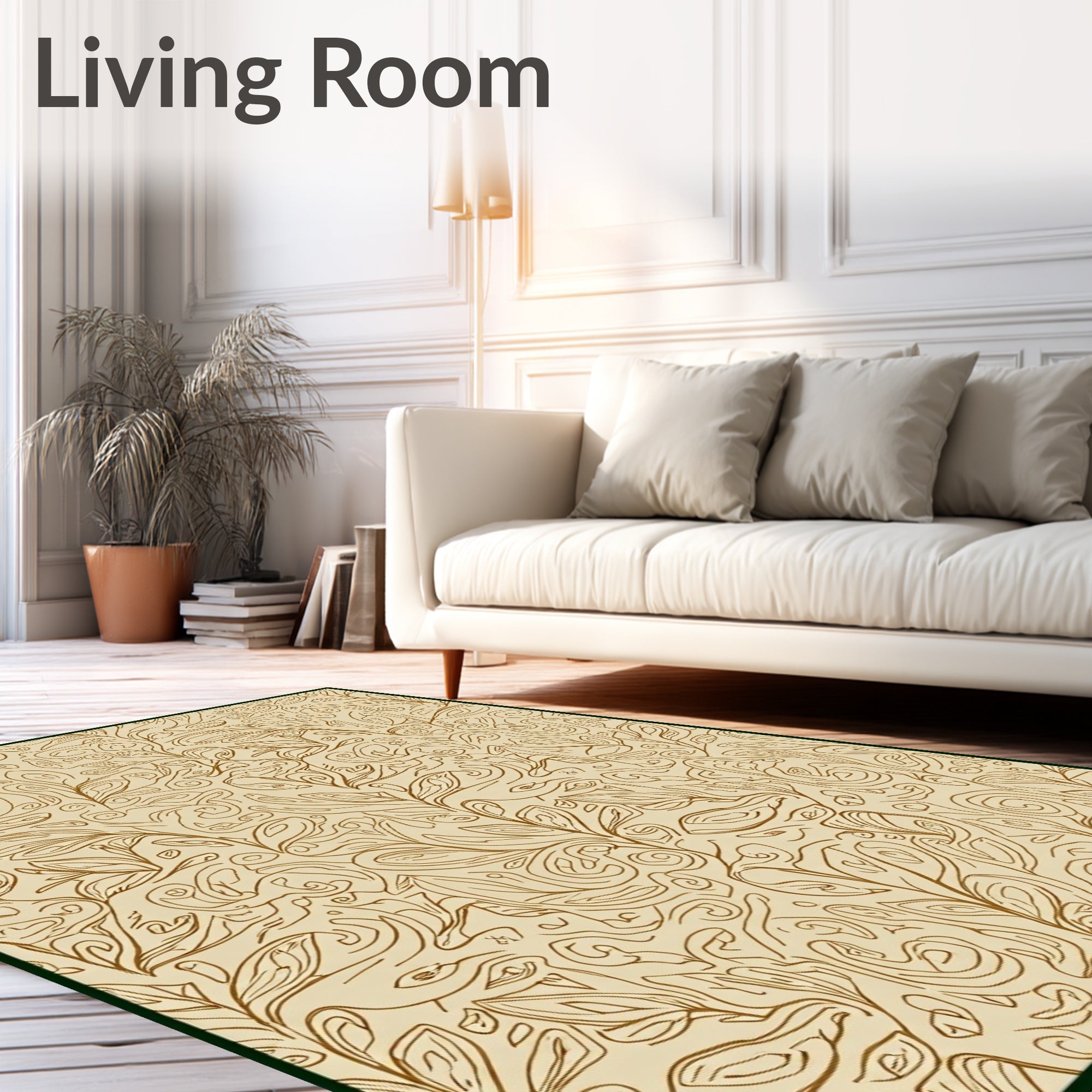Earthy Tones Swirling Vine Botanical Rug